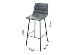 Lot de 2 tabourets de bar avec dossier effet cuir gris quartz collection NETS - Style industriel
