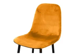 Lot de 4 tabourets LOLY, assise et dossier en velours jaune, structure en métal noir