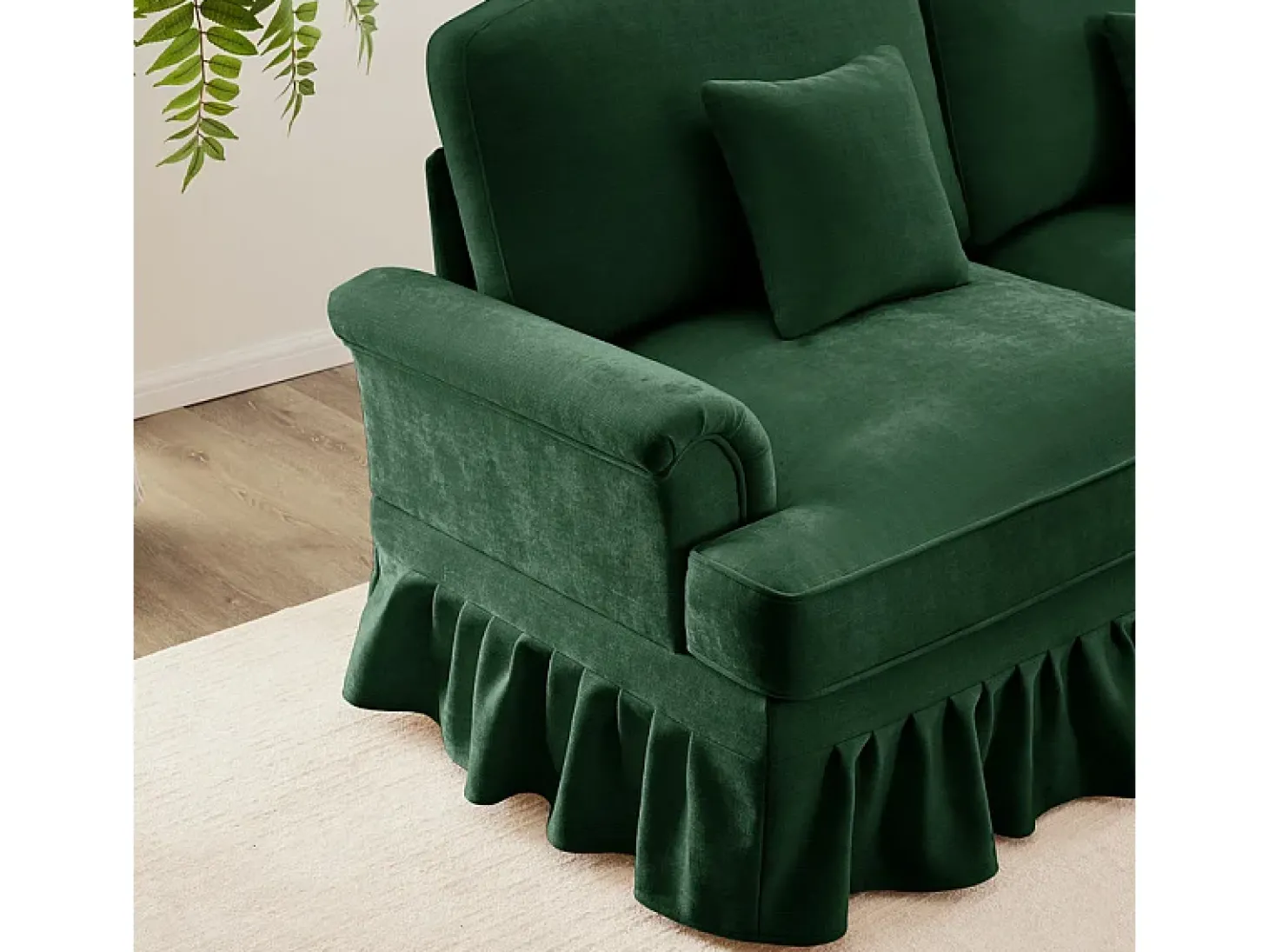 Lote 2 Sofás Modulares Chenille 2+3 Lugares - Capa Removível e 5 Almofadas - 58cm Prof. - Verde