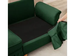 Lote 2 Sofás Modulares Chenille 2+3 Lugares - Capa Removível e 5 Almofadas - 58cm Prof. - Verde