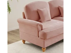 Lote 2 Sofás Modulares Chenille 2+3 Lugares - Capa Removível e 5 Almofadas - 58cm Prof. - Rosa