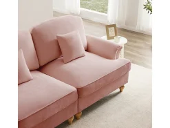 Lote 2 Sofás Modulares Chenille 2+3 Lugares - Capa Removível e 5 Almofadas - 58cm Prof. - Rosa