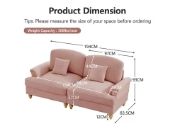 Lote 2 Sofás Modulares Chenille 2+3 Lugares - Capa Removível e 5 Almofadas - 58cm Prof. - Rosa