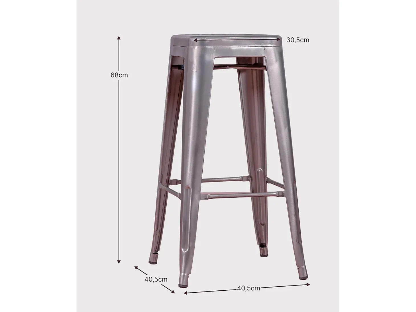 Lote de 4 bancos de metal com 66 cm de altura - Bistro - Metal