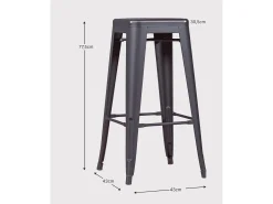Lote de 4 bancos de metal com 76 cm de altura - Bistro - Metal