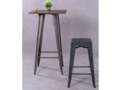 Lote de 4 bancos de metal com 66 cm de altura - Bistro - Preto