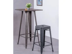 Lote de 4 bancos de metal com 66 cm de altura - Bistro - Preto