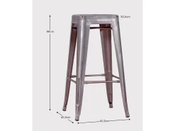 Lote de 4 bancos de metal com 66 cm de altura - Bistro - Preto