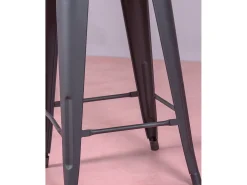 Lote de 4 bancos de metal com 66 cm de altura - Bistro - Preto