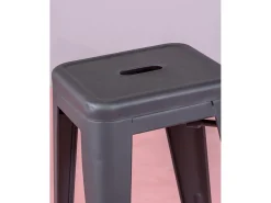 Lote de 4 bancos de metal com 66 cm de altura - Bistro - Preto
