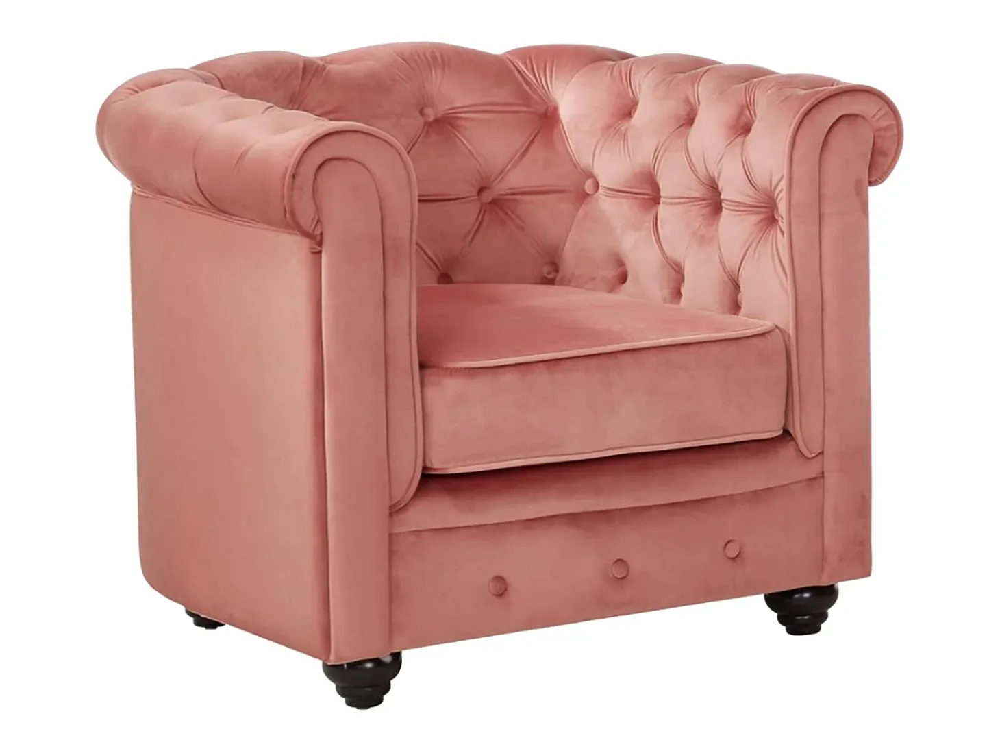 Lote de 2 cadeirões veludo rosa pastel CHESTERFIELD