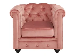 Lote de 2 cadeirões veludo rosa pastel CHESTERFIELD