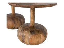 Lote de duas mesas d'appoint en bois de manguier massif