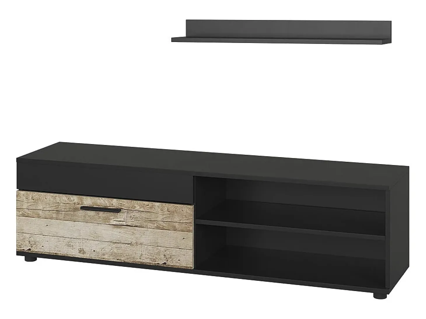 Lowboard & Regal carvalho preto/areia 139.8x35.3x38.9 berno