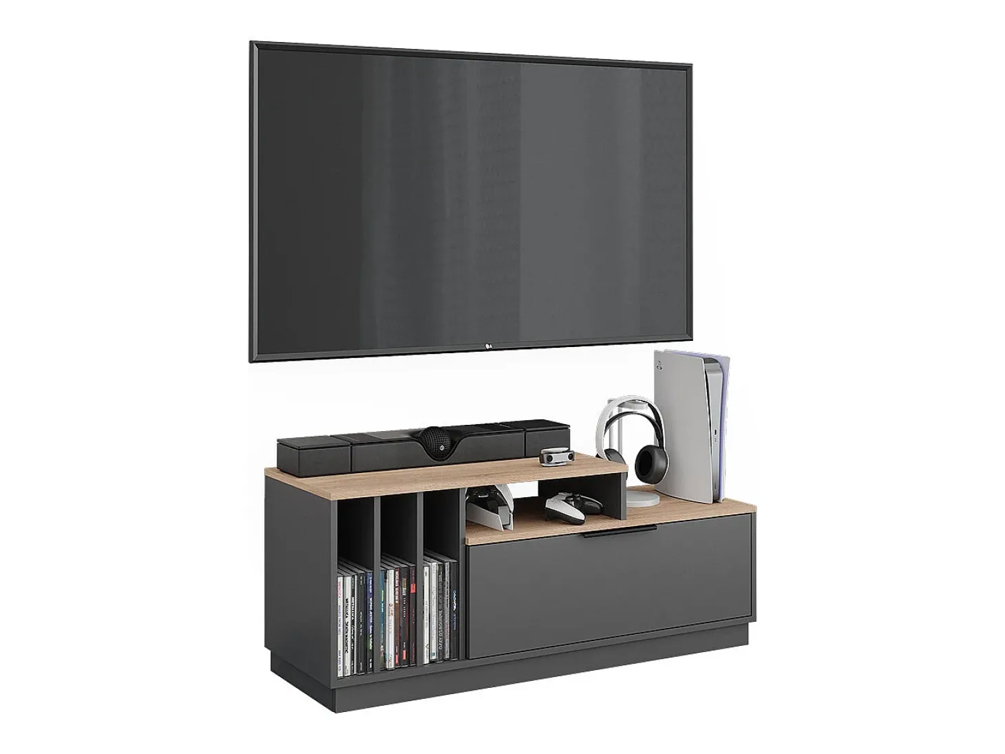 Lowboard antracite/sonoma 120x40x49.9 betti