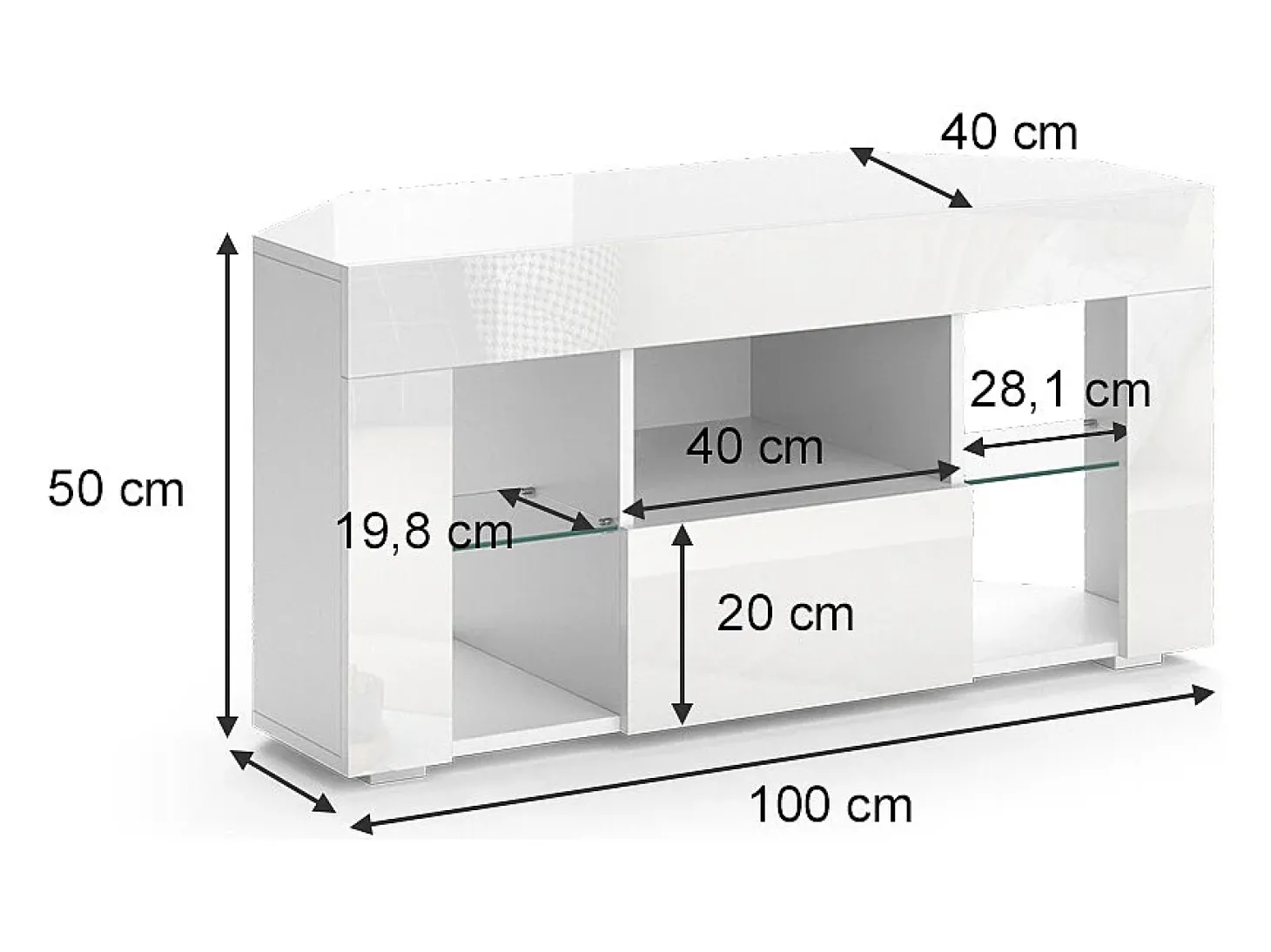 Lowboard branco 100x40x50 denver