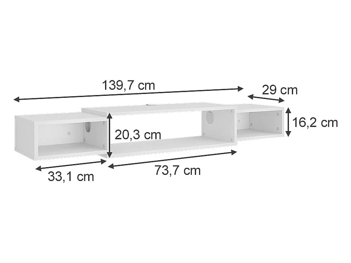 Lowboard branco 139.7x29x20.3 nordic