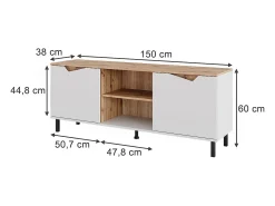 Lowboard branco/artesanal 150x38x60 marelle