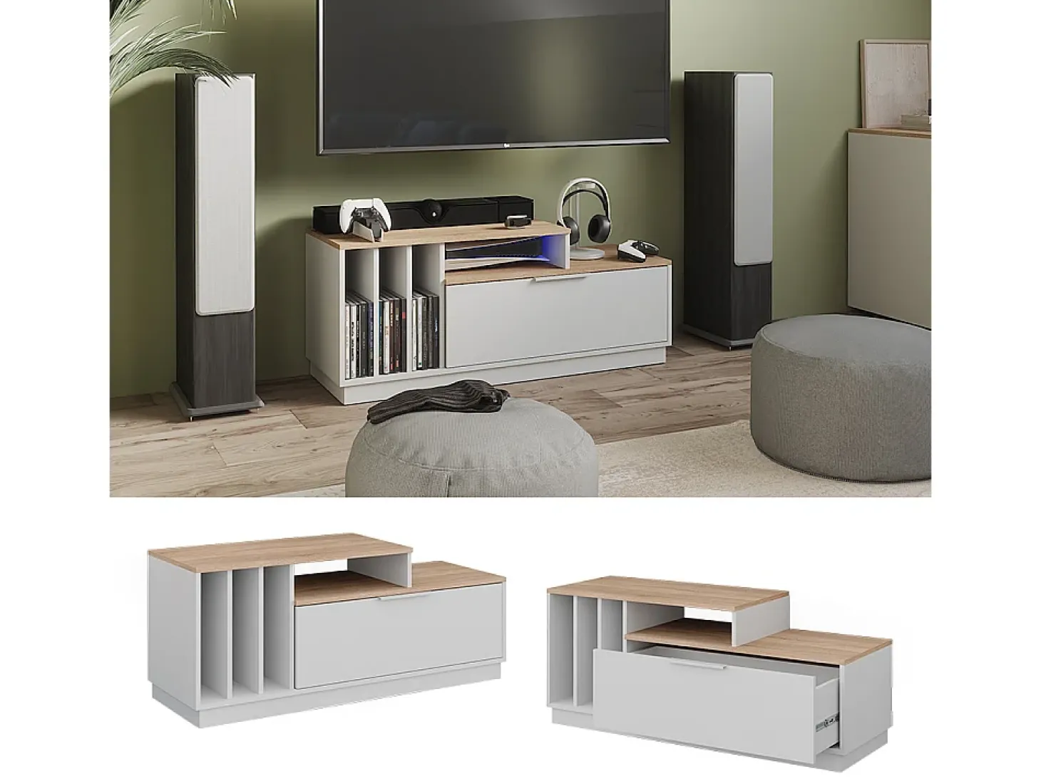 Lowboard branco/sonoma 120x40x49.9 betti