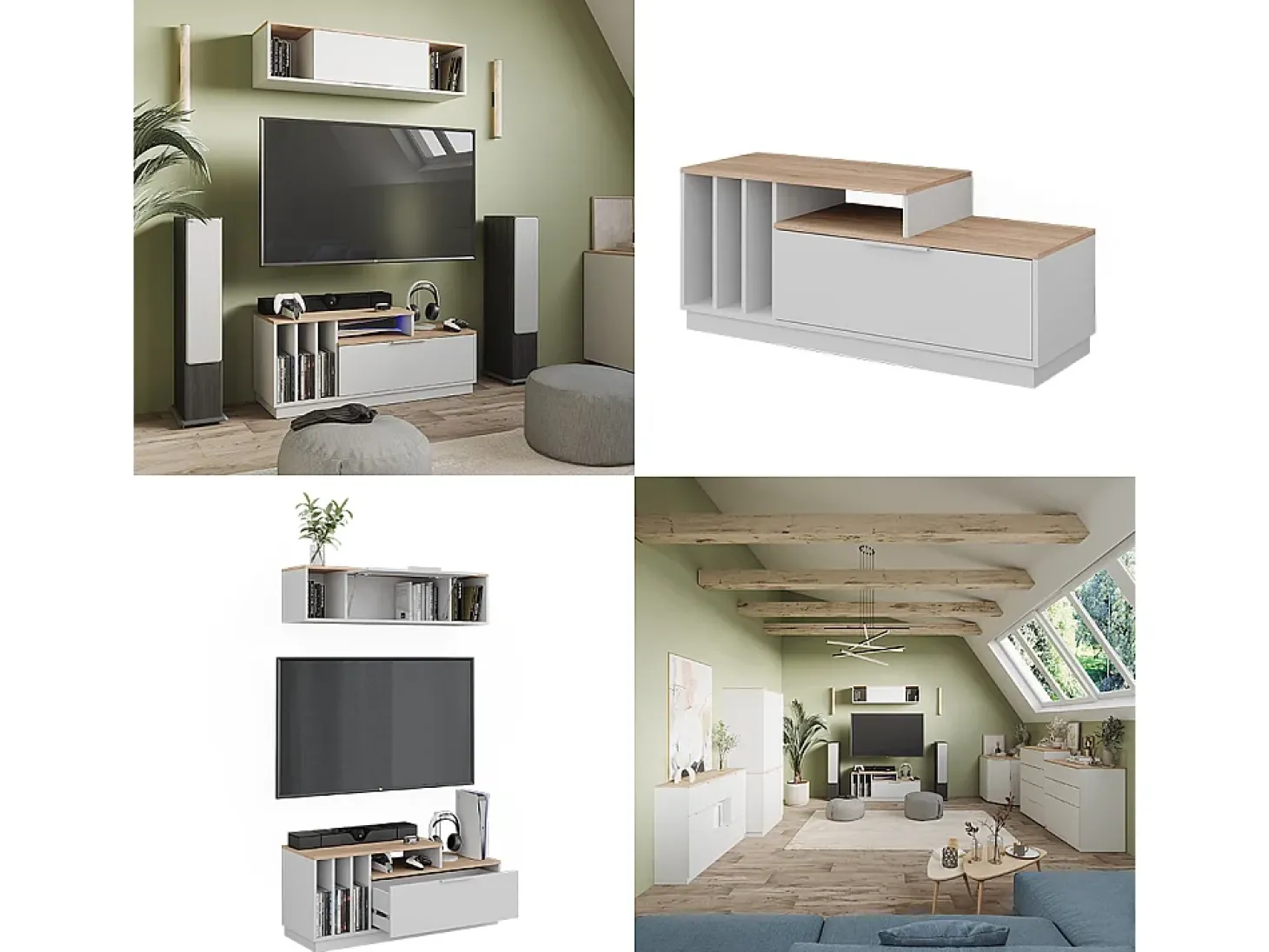 Lowboard branco/sonoma 120x40x49.9 betti