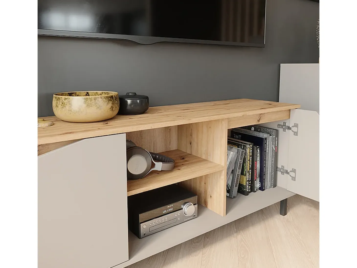 Lowboard carvalho verde/artesanato 150x38x60 marelle