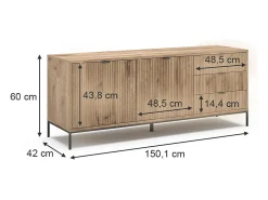 Lowboard carvalho viking 150x42x60 eliza