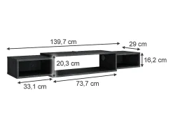 Lowboard concreto preto 139.7x29x20.3 nordic