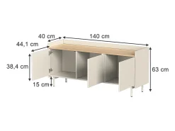 Lowboard creme 140x40x63 velina