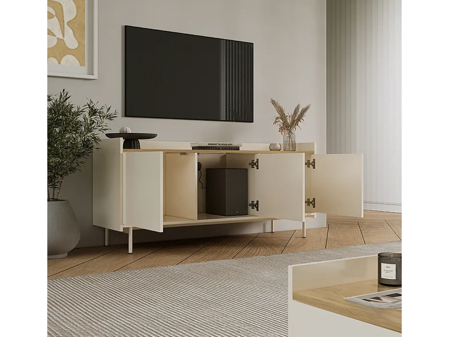 Lowboard creme 140x40x63 velina