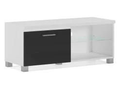 Módulo de sala de estar TV, cor Laca brilhante preto e branco, 100x40x42cm