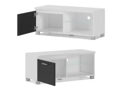 Módulo de sala de estar TV, cor Laca brilhante preto e branco, 100x40x42cm