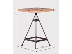 Mesa alta industrial em madeira de faia e aço lacado (60x60cm) - Amadeus - Faia natural