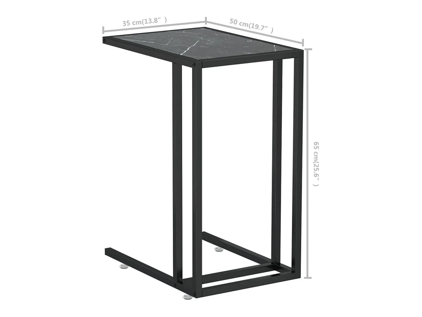 Mesa apoio computador mármore preto 50x35x65 cm vidro temperado
