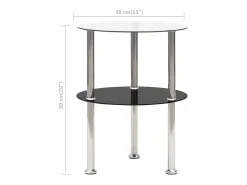Mesa apoio duas prateleiras 38cm vidro temp. transparente/preto