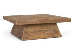 Mesa baixa carrée em bois de manguier maciço, finition naturelle