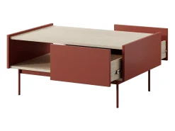 Mesa baixa com 2 gavetas em madeira laminada, 97x45 cm