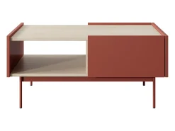 Mesa baixa com 2 gavetas em madeira laminada, 97x45 cm