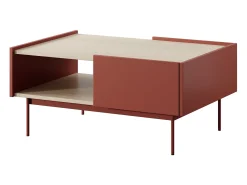 Mesa baixa com 2 gavetas em madeira laminada, 97x45 cm