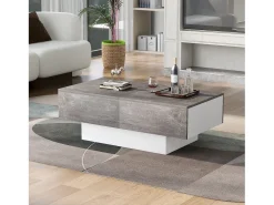 Mesa baixa extensível com coffre de rangement - mesa coulissante - Cinza