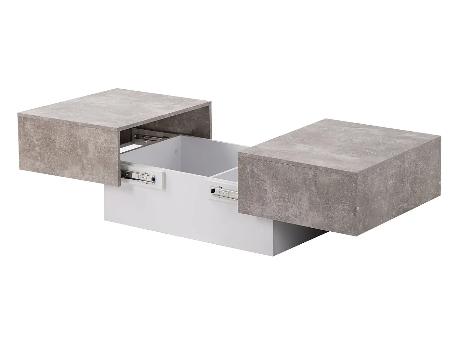 Mesa baixa extensível com coffre de rangement - mesa coulissante - Cinza
