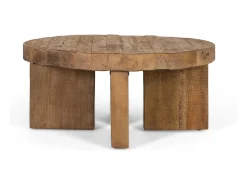 Mesa basse ronde em madeira natural manguier