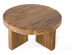 Mesa basse ronde em madeira natural manguier
