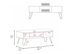 Mesa central Genoa em melamina com 3 prateleiras , Cinzento , 40 cm X 101,1 cm X 45 cm