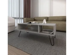 Mesa central Genoa em melamina com 3 prateleiras , Cinzento , 40 cm X 101,1 cm X 45 cm