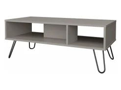 Mesa central Genoa em melamina com 3 prateleiras , Cinzento , 40 cm X 101,1 cm X 45 cm