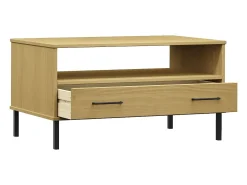 Mesa centro c/ pernas de metal 85x50x45cm OSLO madeira castanho
