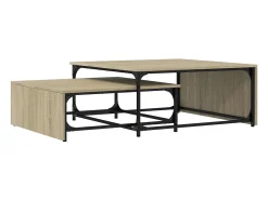 Mesa centro encastrar 2pcs deriv. madeira/metal carvalho sonoma