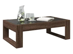 Mesa centro luzes LED Infinity 90x53x30 cm carvalho castanho