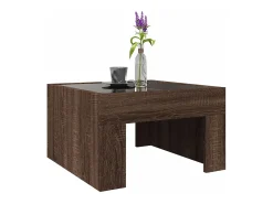 Mesa centro luzes LED Infinity 50x50x30 cm carvalho castanho