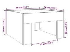 Mesa centro luzes LED Infinity 50x50x30 cm carvalho castanho